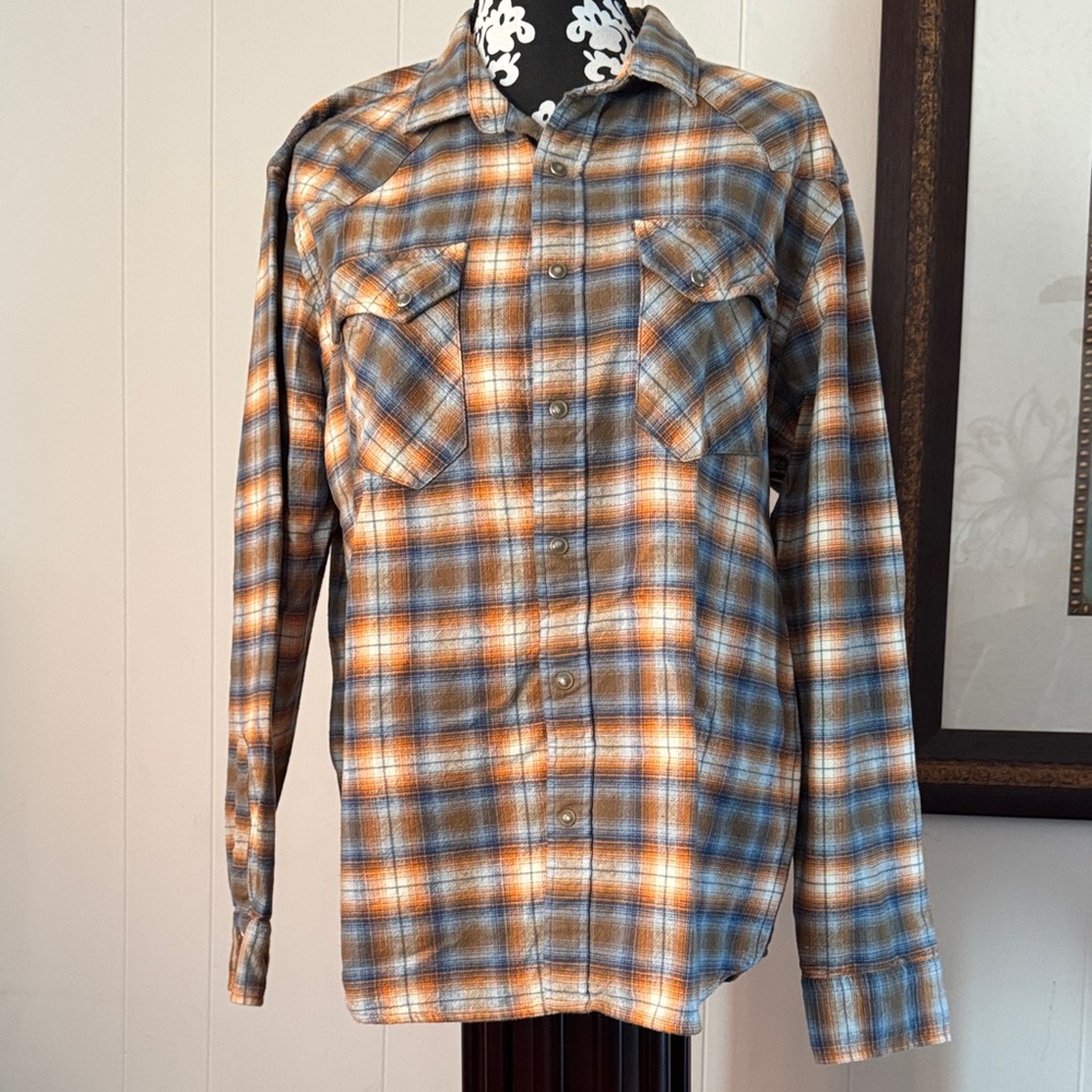 Pendleton Men's Plaid Shirt in Blue and Orange